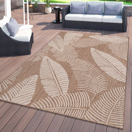World Rug Gallery Distressed Palm Leaves Textured Flat Weave Indoor/Outdoor Area Rug 7'10" x 10' Brown 114BROWN8X10